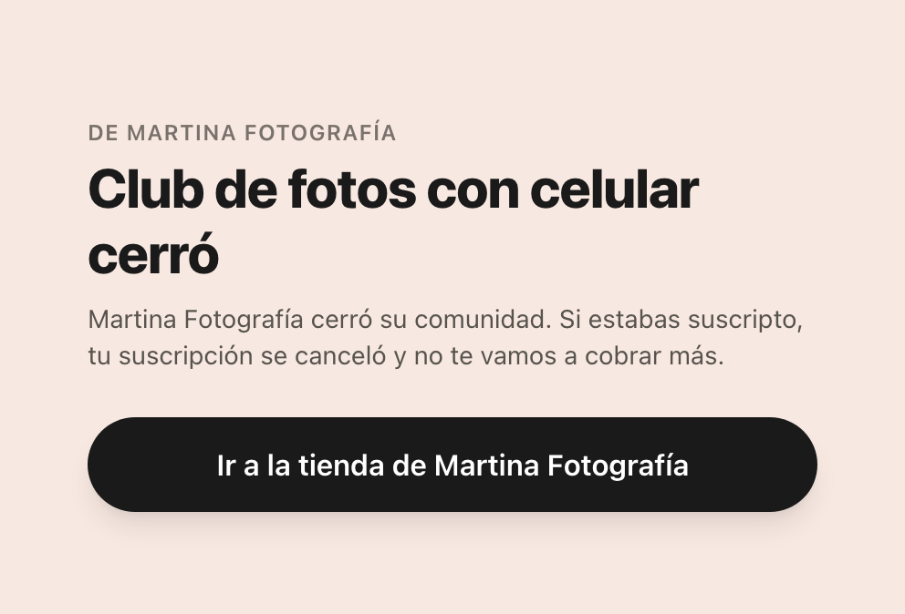 Lo que ve un miembro cuando la comunidad está cerrada