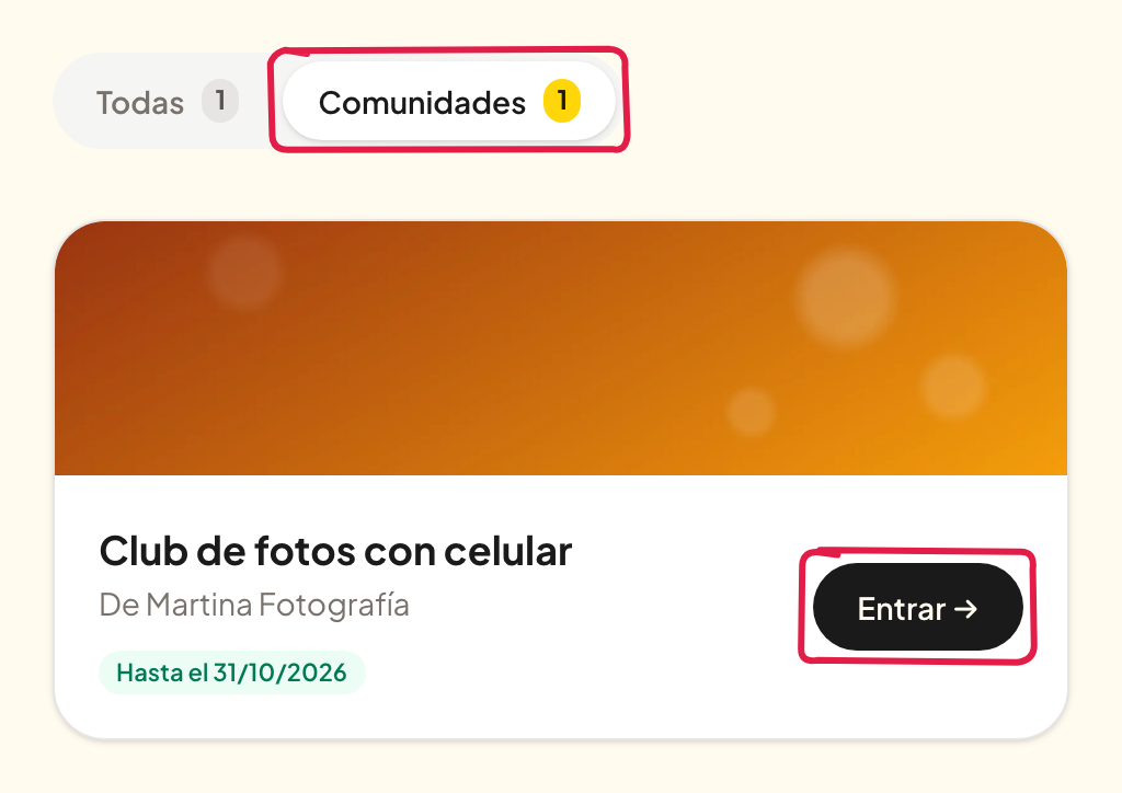 Compras, pestaña Comunidades