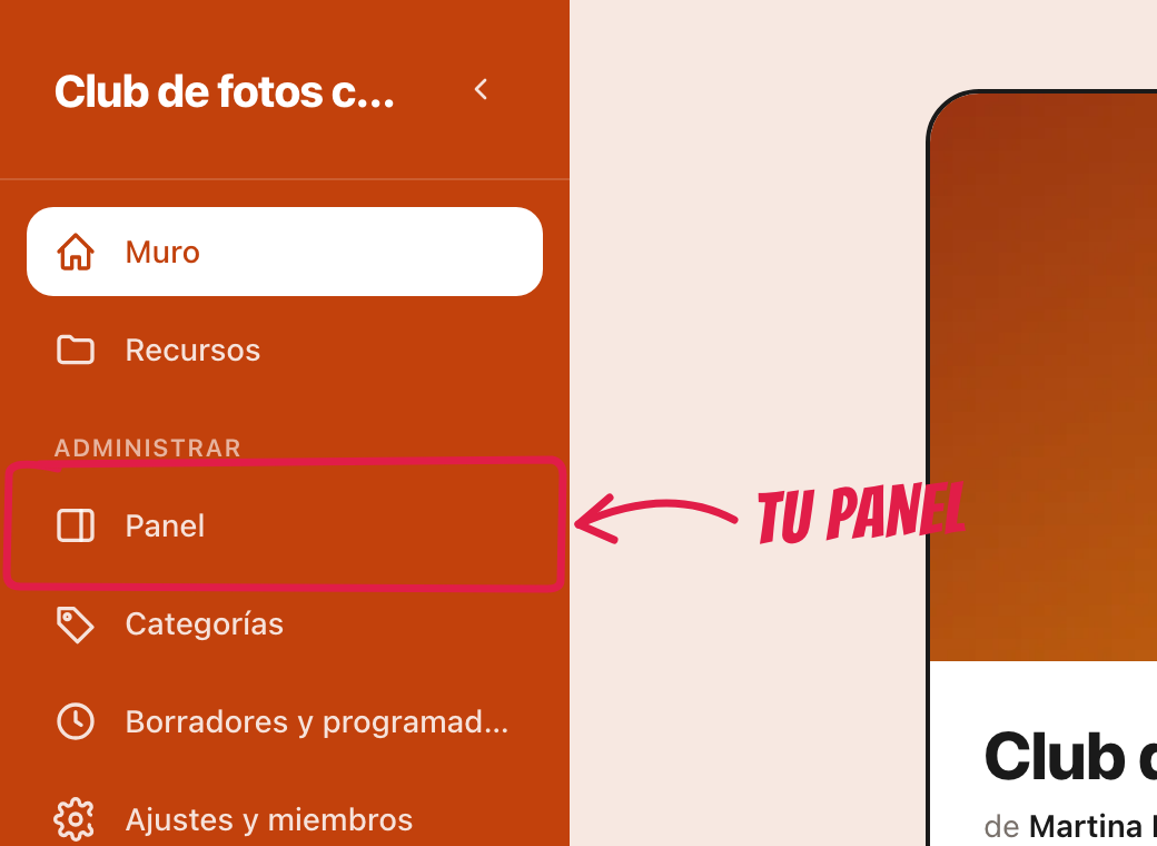 El Panel en la barra de la comunidad