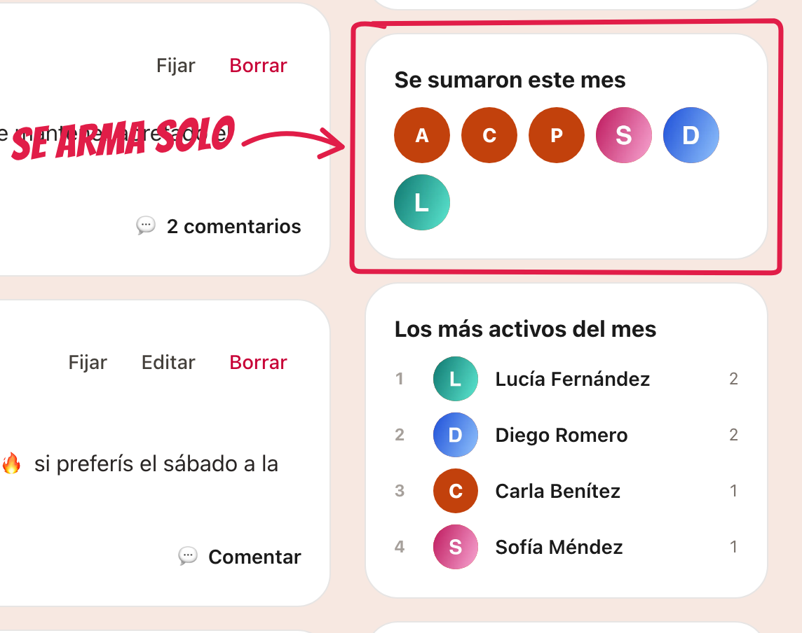 Nuevos miembros y los más activos del mes