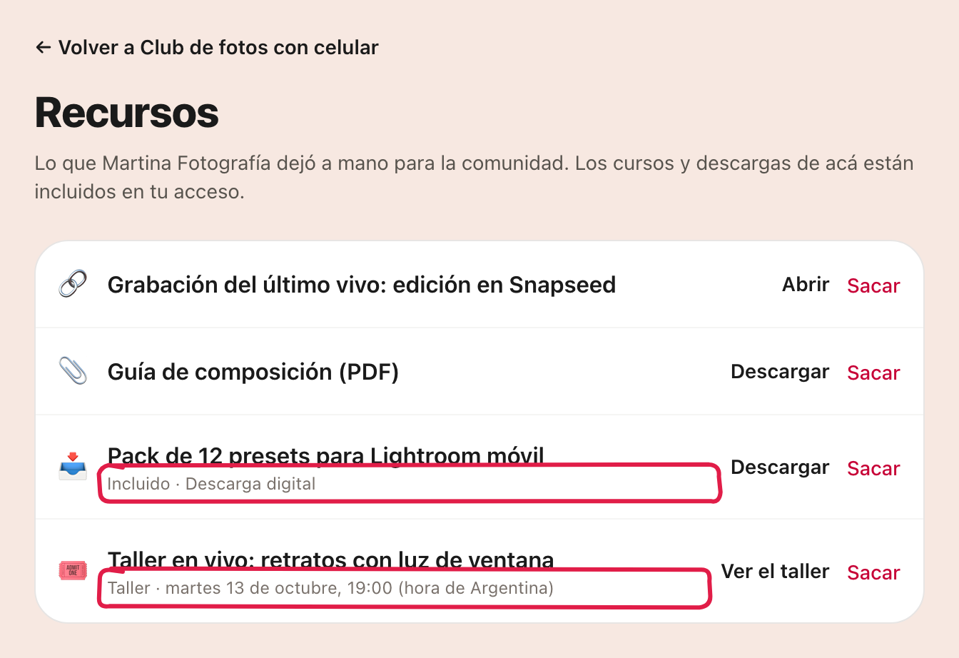 La lista de recursos de la comunidad