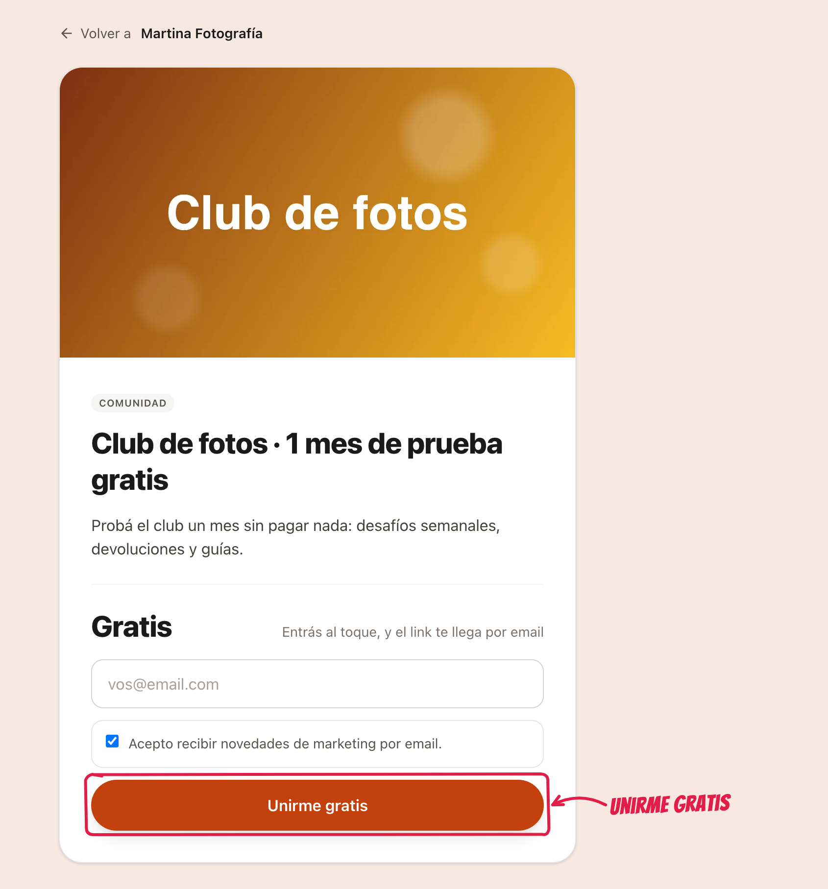 La ficha de la comunidad en tu tienda