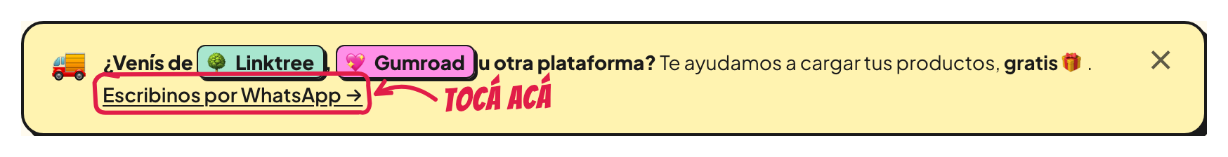 El aviso de Productos para pedir ayuda con la mudanza