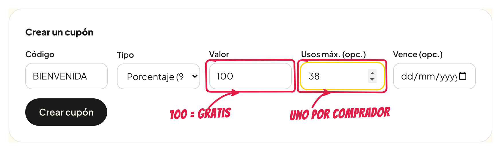 Un cupón de 100 % con tantos usos como compradores