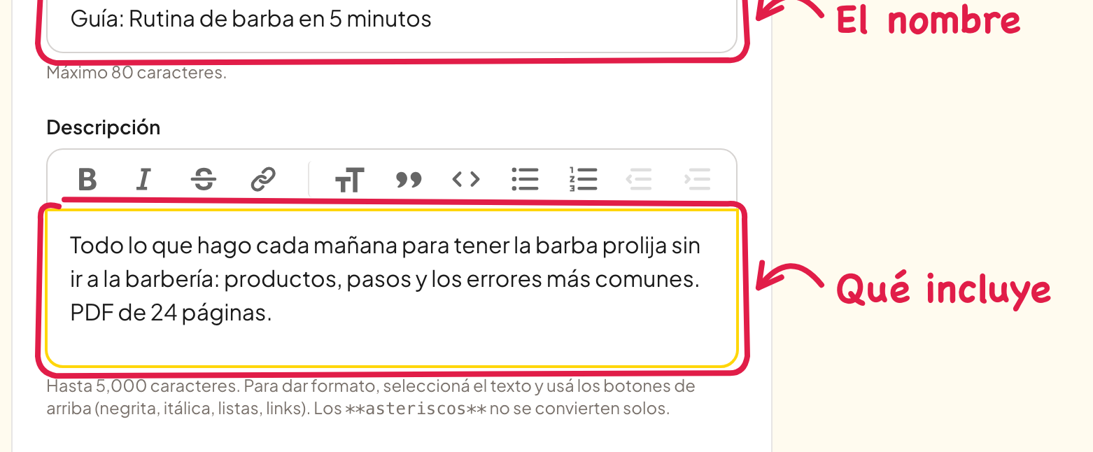 Título y descripción