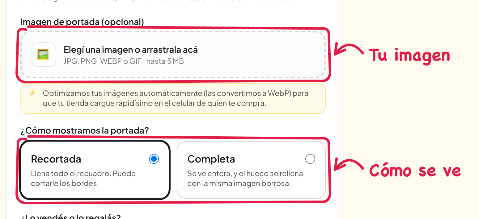 La portada y cómo se muestra