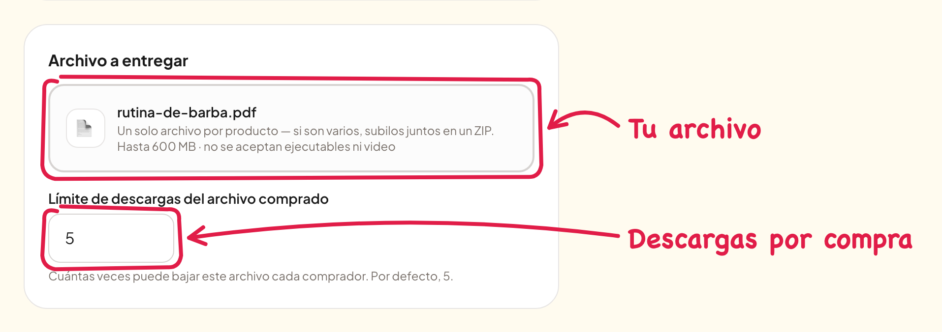 El archivo y el límite de descargas