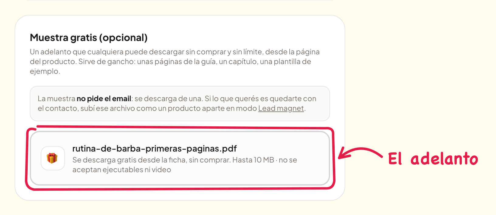 La muestra gratis
