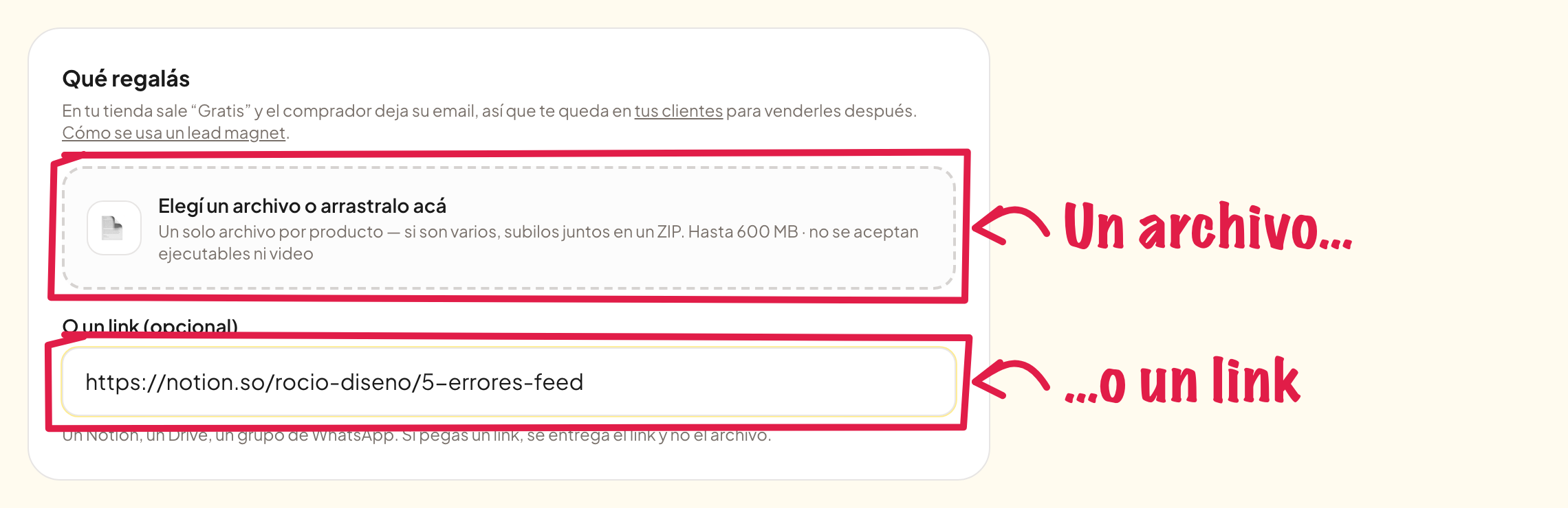 Un archivo o un link