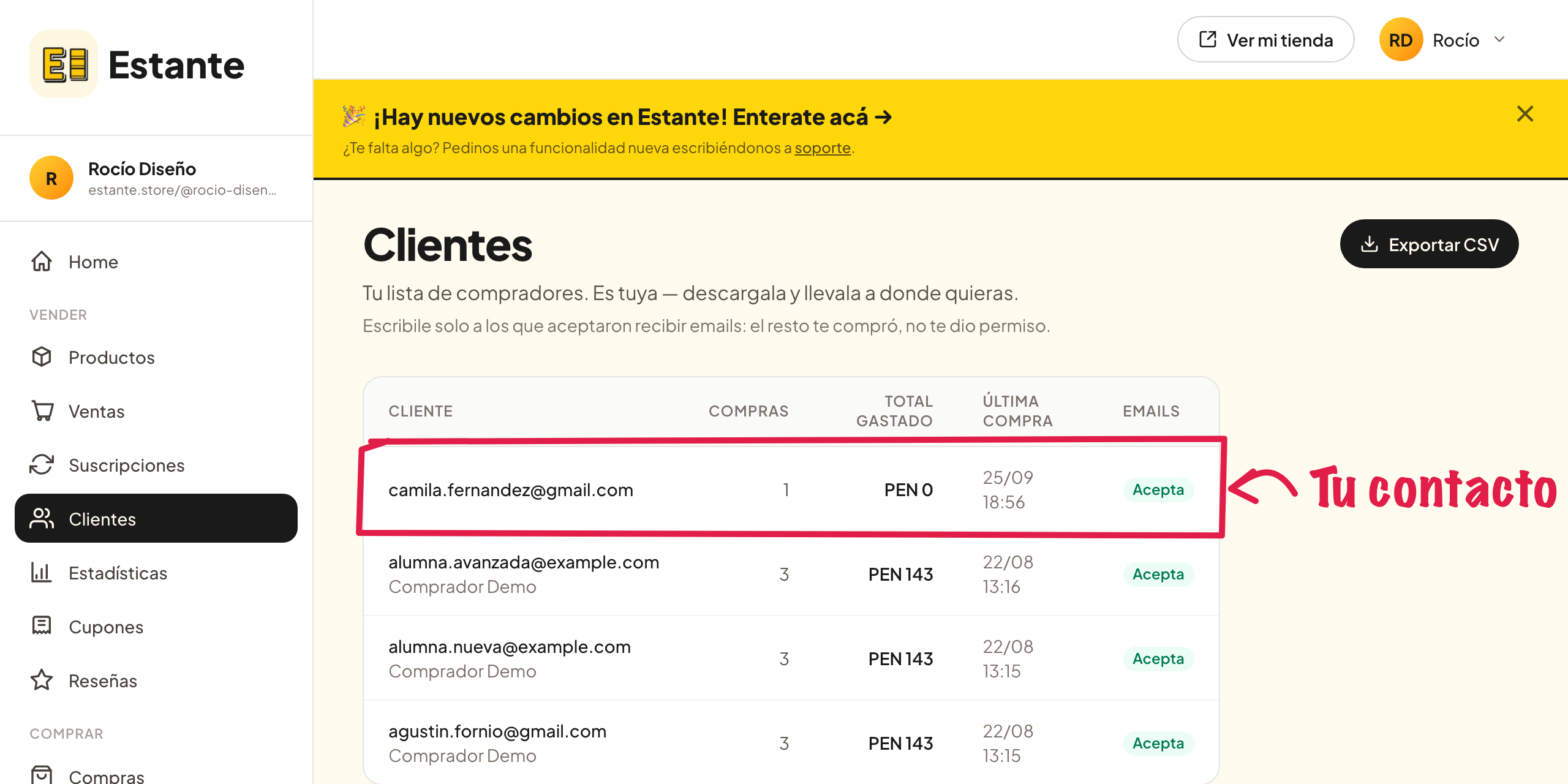 Tu nuevo contacto en Clientes