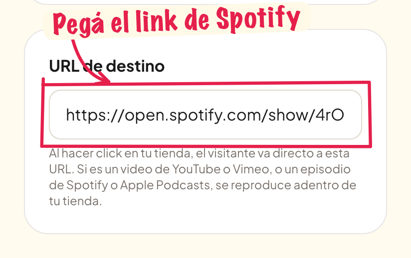Pegar el link de Spotify
