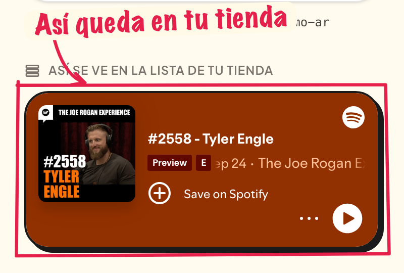 El reproductor en el preview