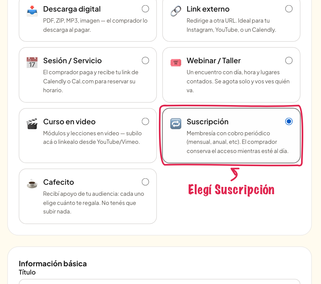 Elegir Suscripción