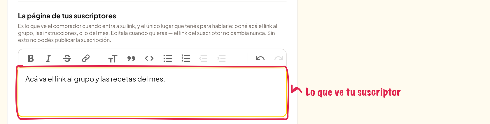 La página de tus suscriptores