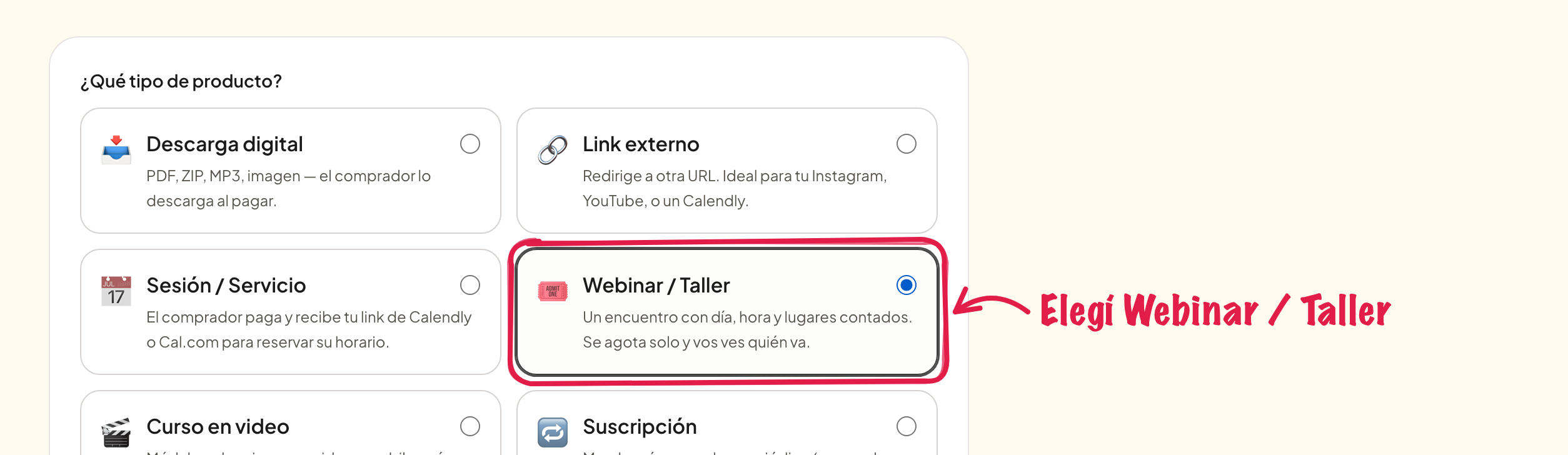 Elegir Webinar / Taller
