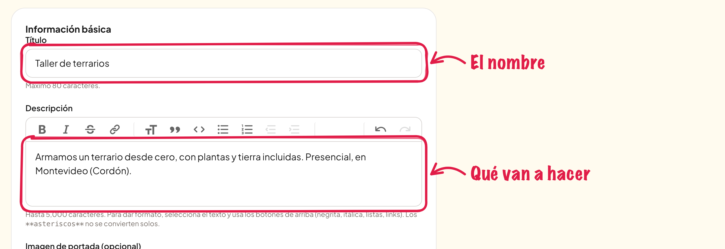 Título y descripción