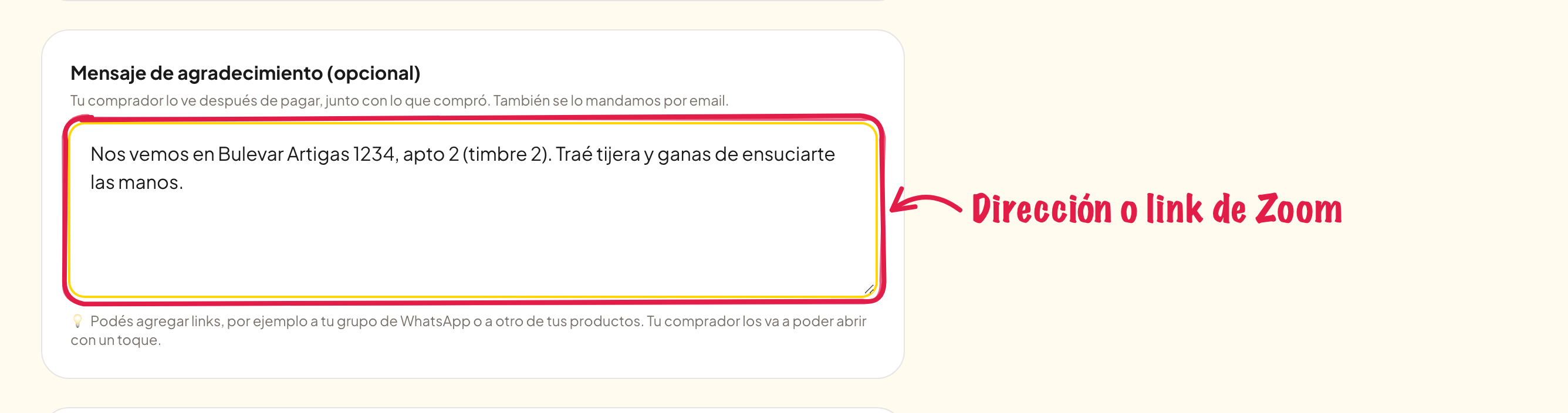 Las indicaciones para llegar o conectarse