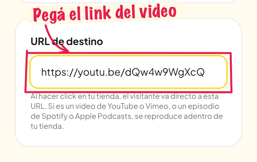 Pegar el link de YouTube