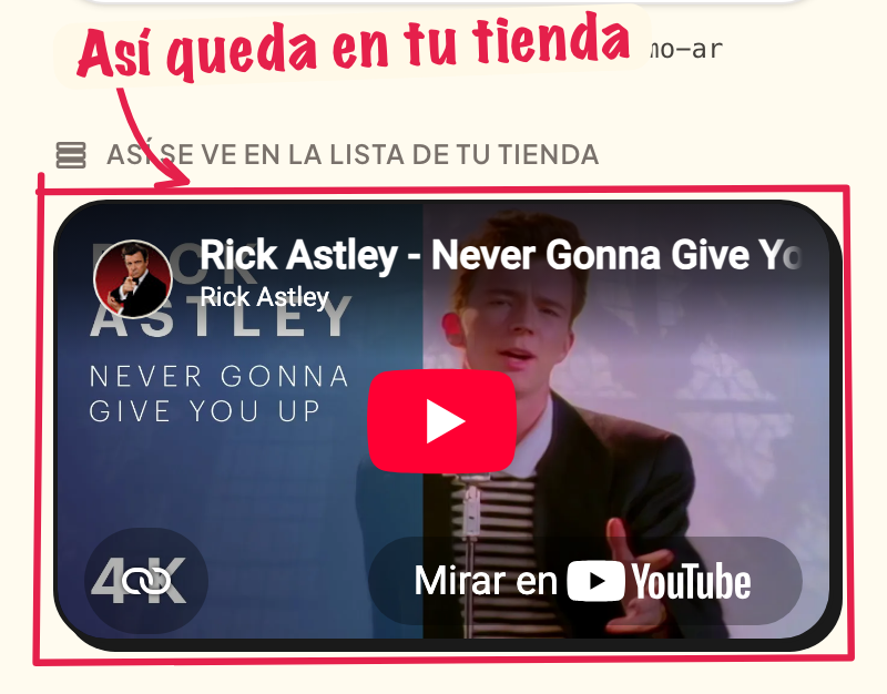 El video en el preview