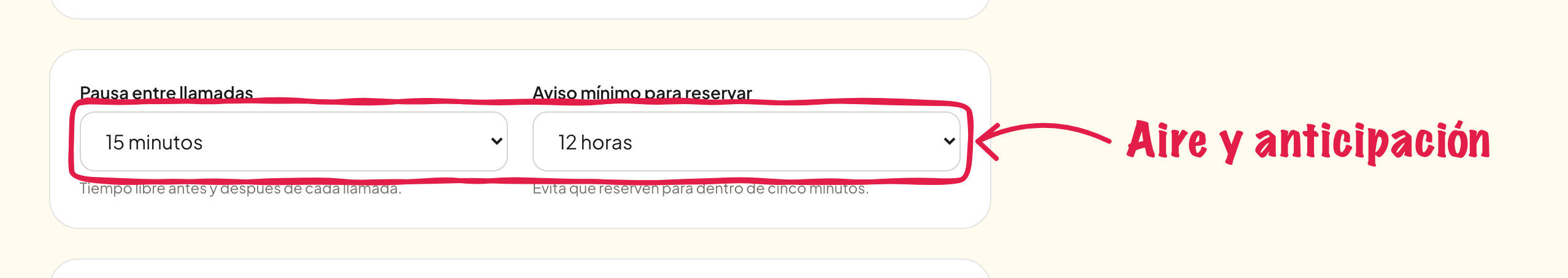 Pausa y aviso mínimo