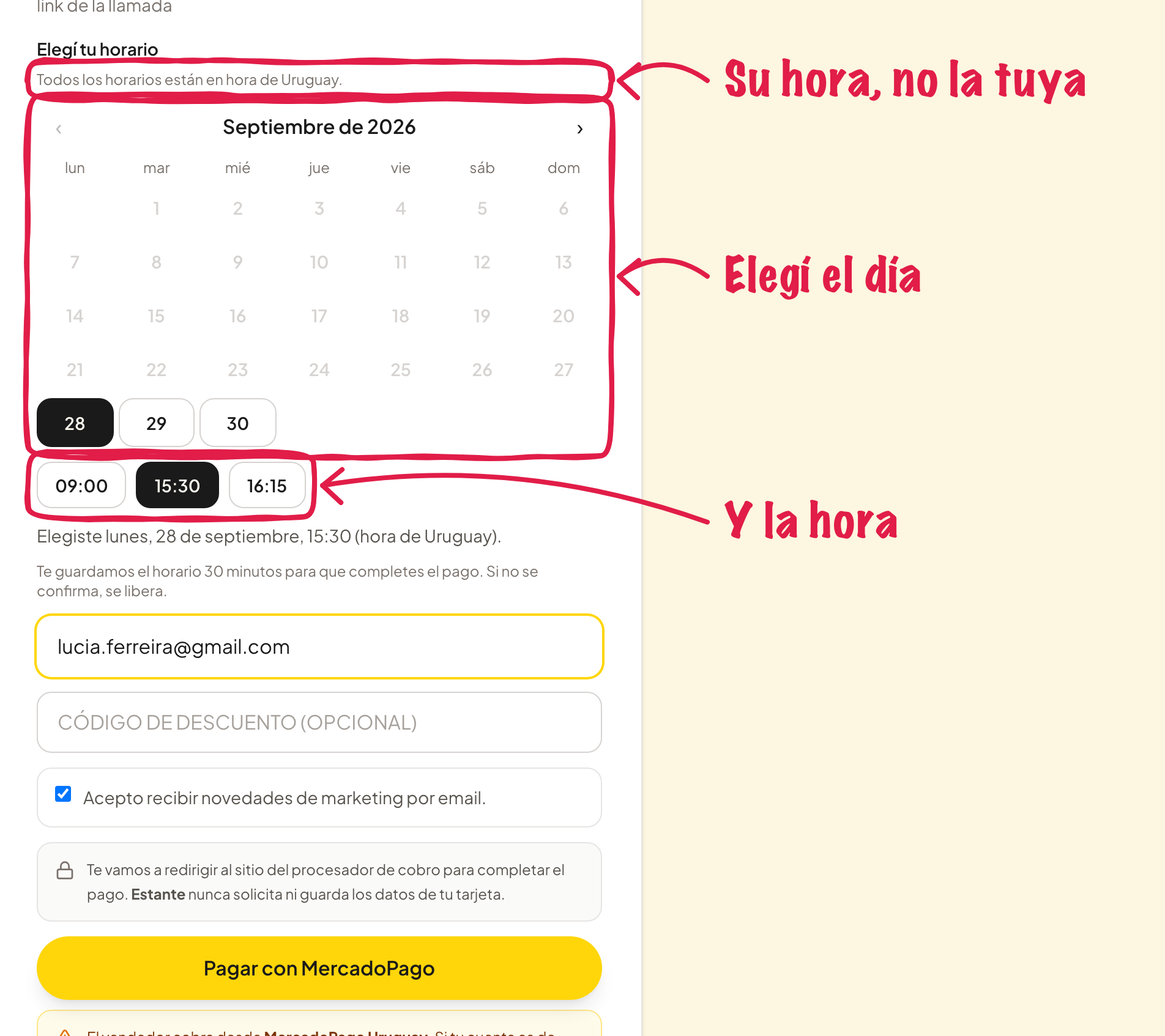 La compra de una sesión