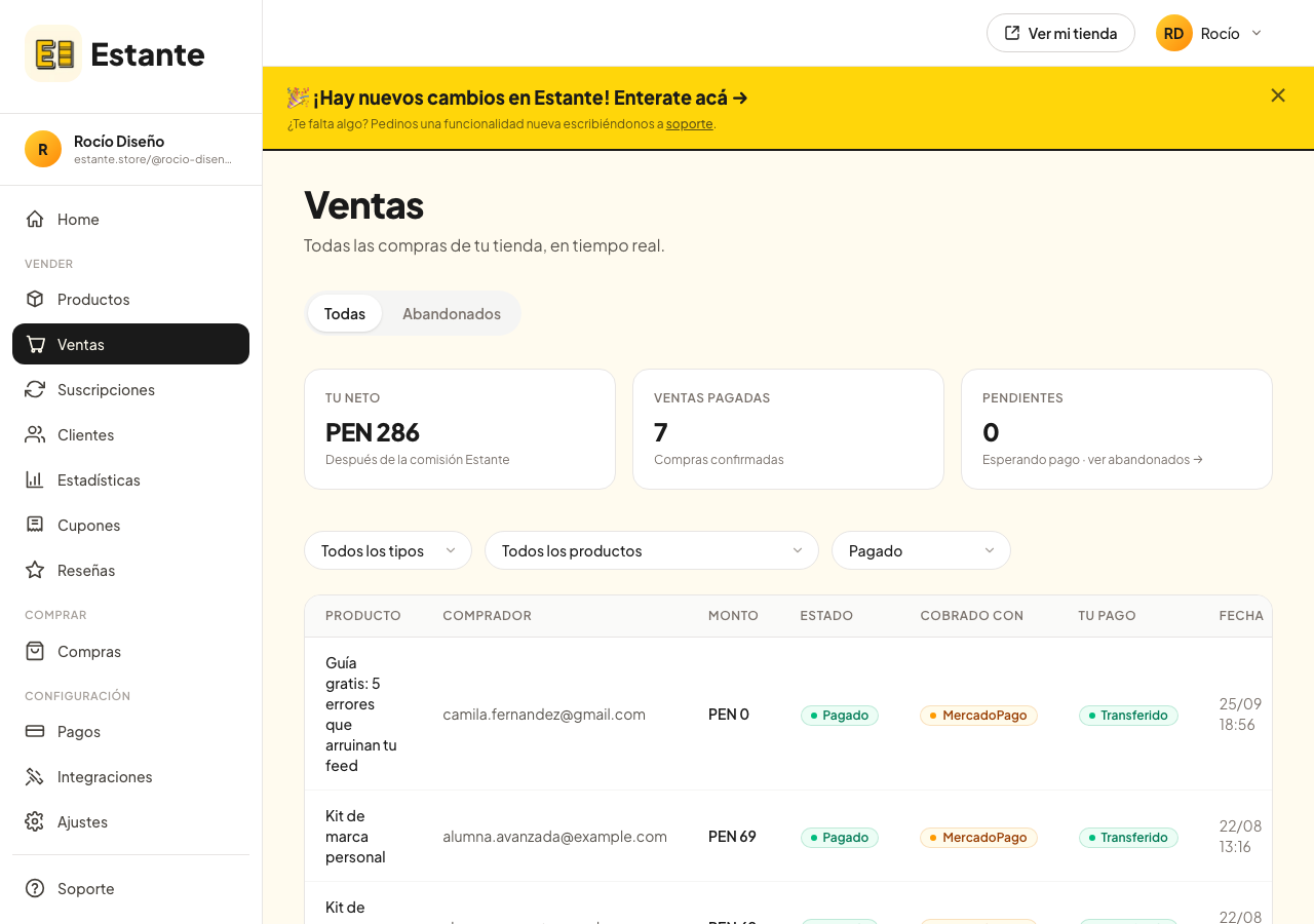 Ventas filtradas por Pagado